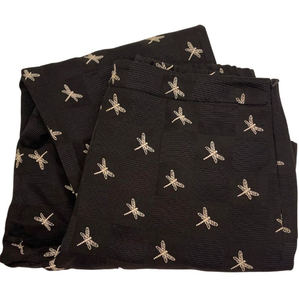 Talbots Black Pants with Cream Embroidery